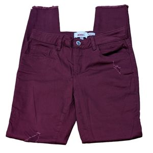 BONGO Mid Rise Skinny Distressed Raw Hem Burgundy Jeggings Jeans